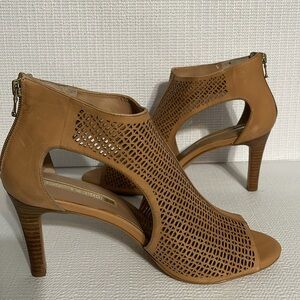 Audrey Brooke,  Corrine, cut out, open toe ankle booties.